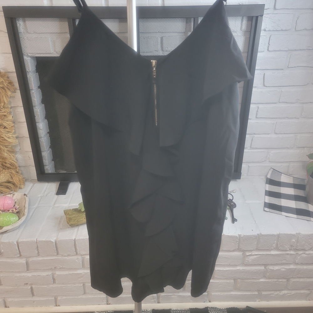 Alt.b  Black Asymmetrical Ruffle Dress